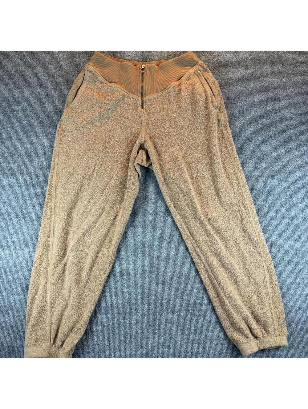 Aerie Sherpa Fleece Corset Jogger Sweatpants Teddy‎ Lounge Tan Size M Comfy Cozy